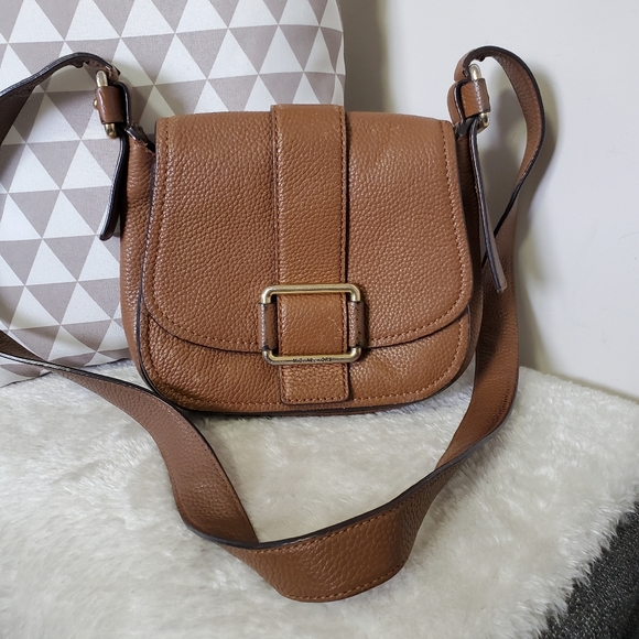 Michael Kors Maxine Brown Leather Saddle Bag - Picture 2 of 10